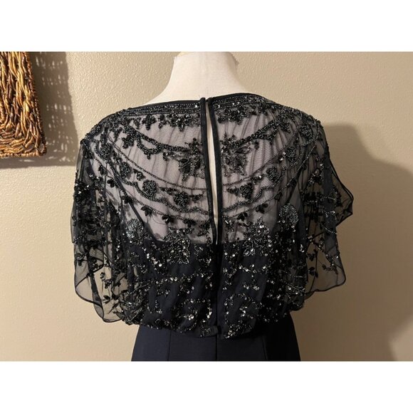 Aidan Mattox Dress 4 Blue Sequin Formal Long Maxi Cruise Party Wedding $450 NEW - Picture 12 of 16